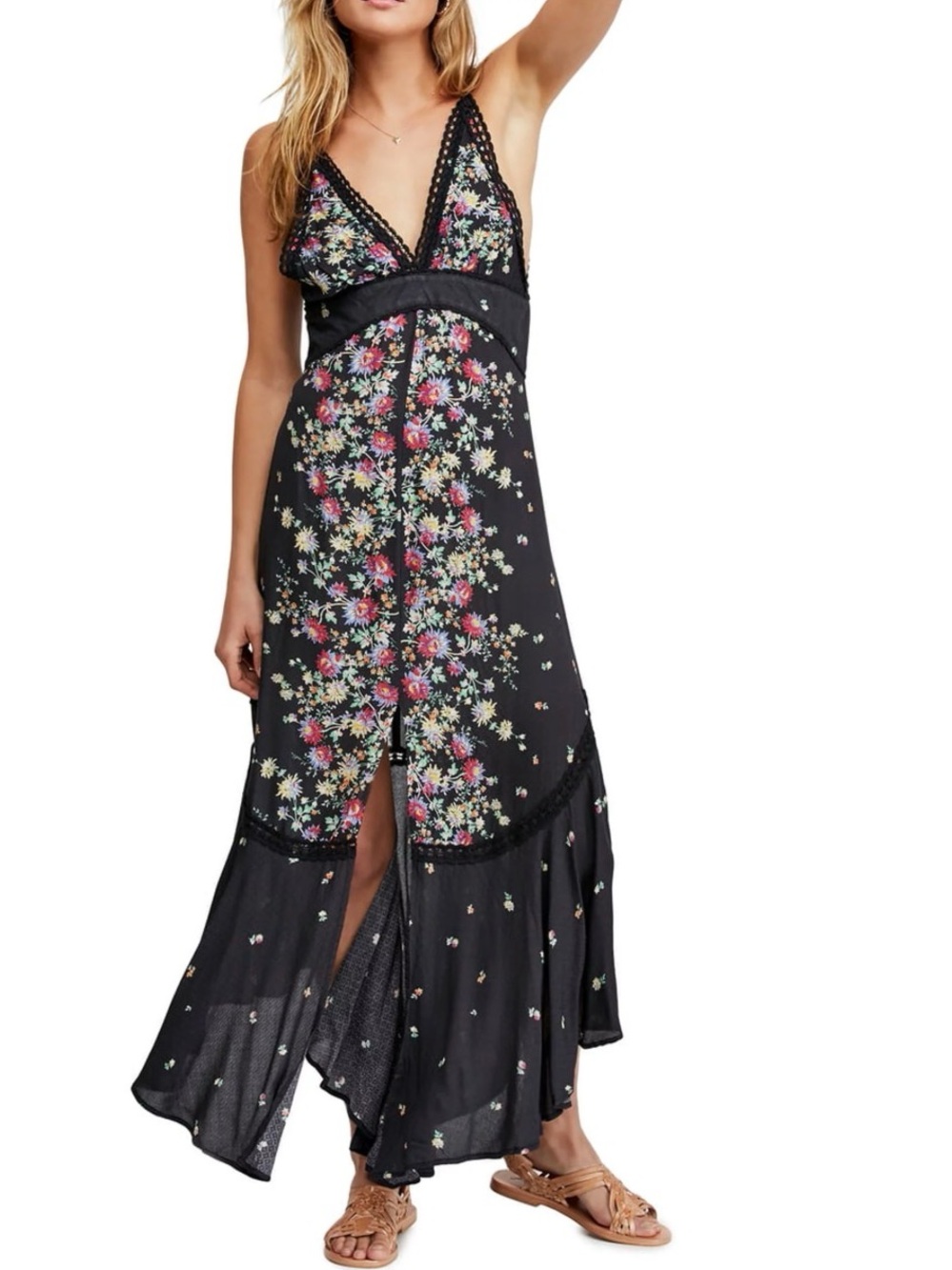 Free People Paradise Floral Print Maxi Dress Small